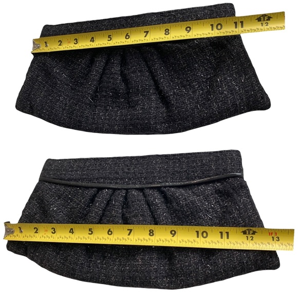 Lauren Merkin Clutch Black Gray Tweed Sparkle - Picture 10 of 10